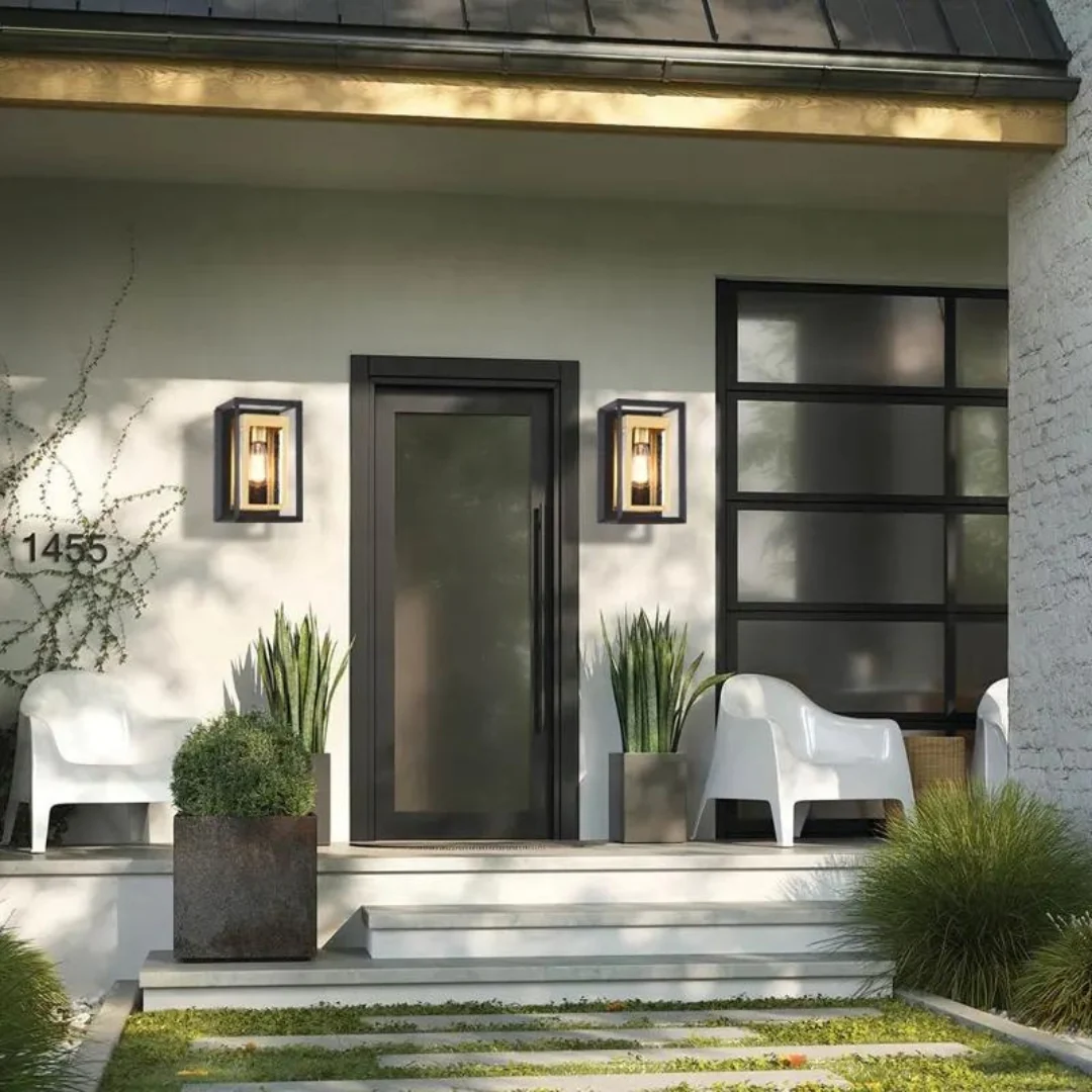 Black and Gold Indoor and Outdoor Wall Moderntique Light - Image 3