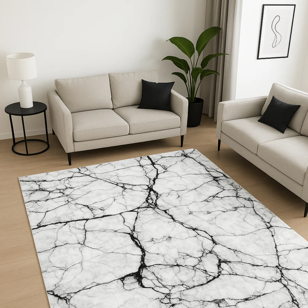 Calacatta Black/White Marble Rug - Image 3