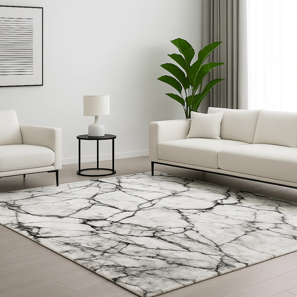 Calacatta Black/White Marble Rug - Image 4