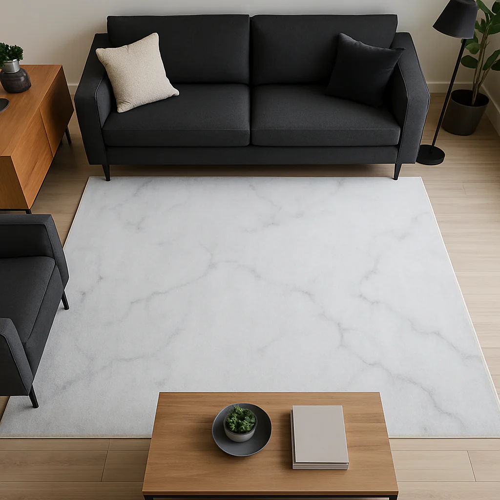 Calacatta Soft White/Gray Marble Rug - Image 4