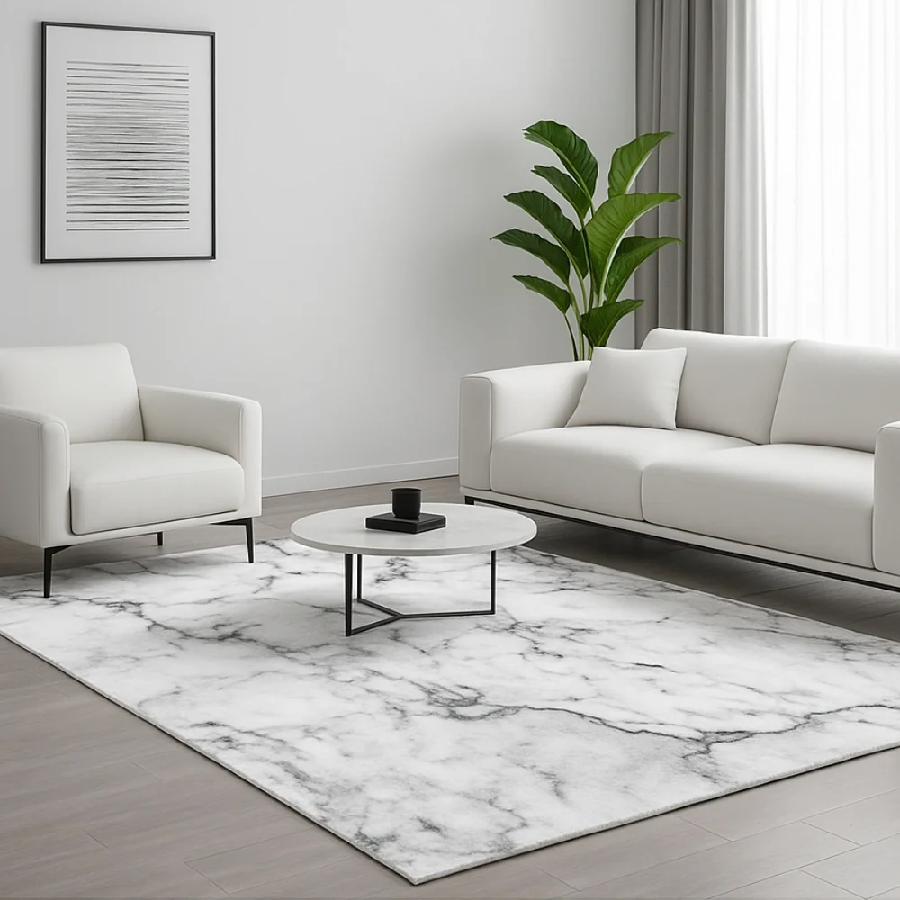 Calacatta White/Gray Marble Rug - Image 3