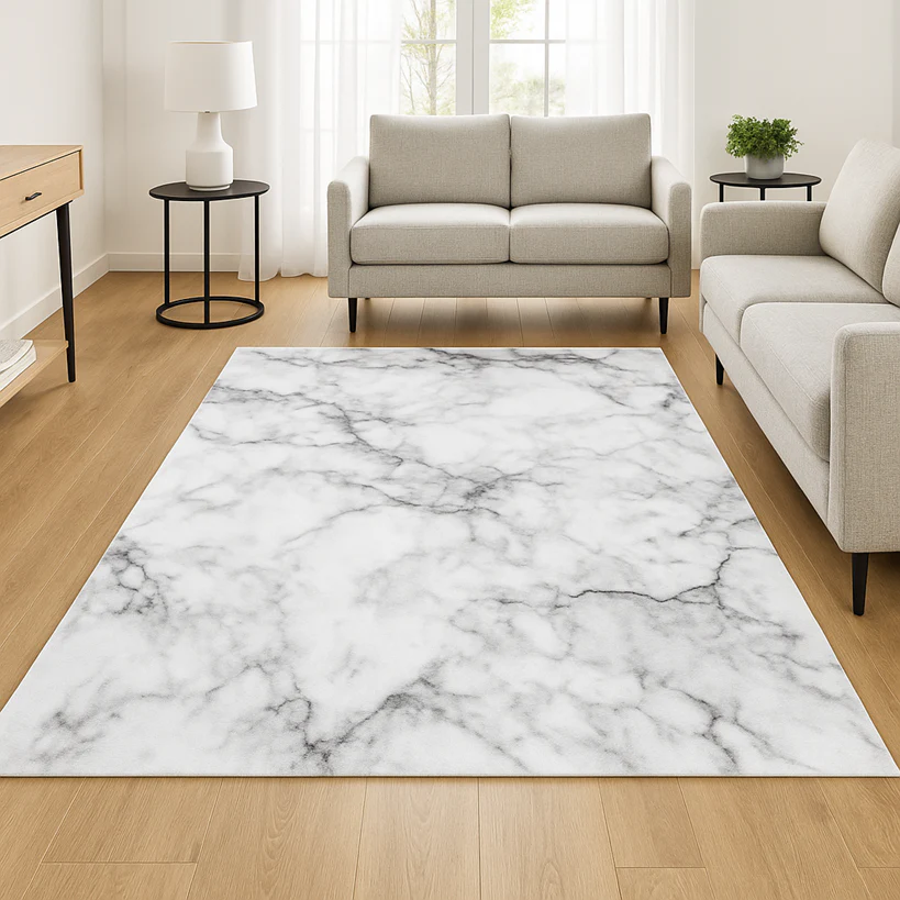 Calacatta White/Gray Marble Rug - Image 4